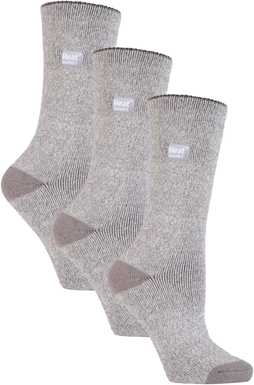 HEAT HOLDERS Lite - 3 Pairs Winter Thermal Socks for Women | Thin & Warm Socks (5-9, Silver)