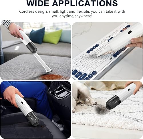 Miniatura 6 de KENNEDICH Aspiradora portátil de mano con 20000 PA de alta potencia, aspiradora compacta 4 en 1 para limpieza de automóvilhogar, mini aspiradora