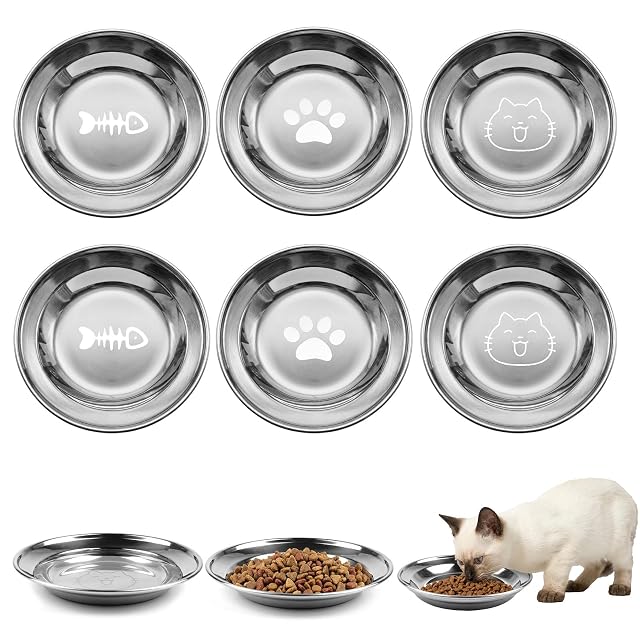 Platos Elevados para Gatos,Cuencos Elevados de Acero Inoxidable 304