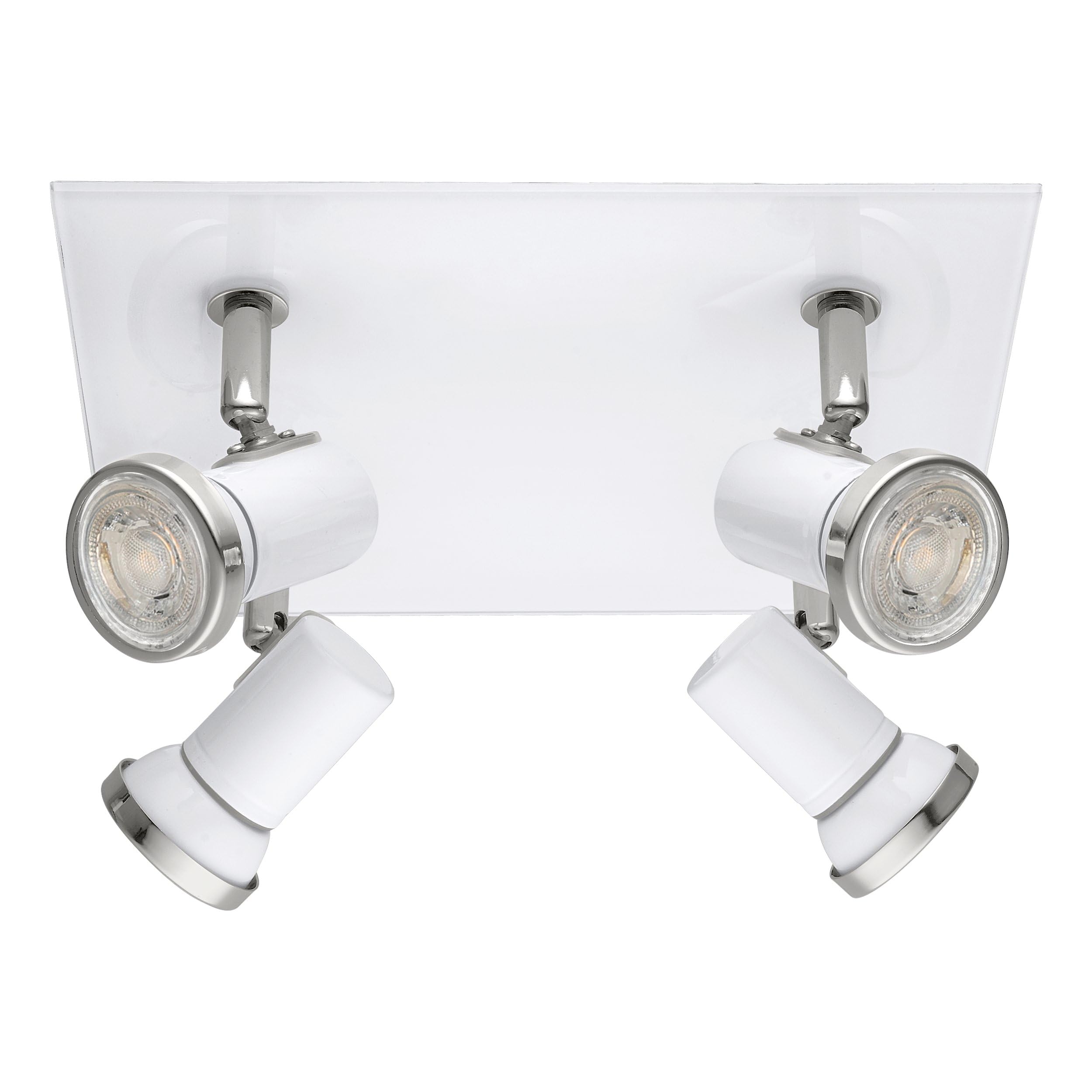 EGLO Lampa sufitowa Tamara 1, 4-płomienna lampa sufitowa | oświetlenie do łazienki, lampa łazienkowa z metalu w bieli i chromie, szkło, reflektory sufitowe, spoty z żarówkami GU10