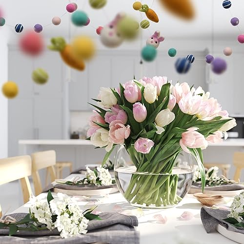 Miniatura 5 de Glaciart One Guirnalda de bolas de fieltro, conejo y zanahoria, divertidas decoraciones de fiesta para Pascua, primavera y cumpleaños, decoración