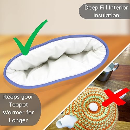 Miniatura 3 de Muldale Tetera grande acogedora para tetera británica, 100 % algodón, extra gruesa, diseñada en Inglaterra, tetera Koozie, tetera aislada, acogedora
