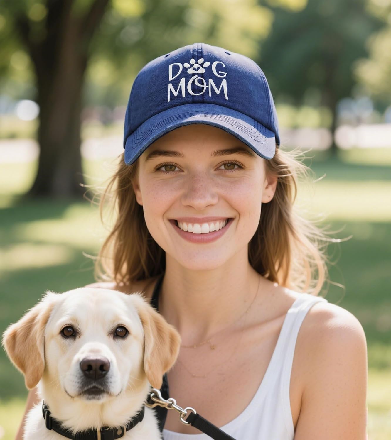 Women's Dog Mom Hat Embroidered Messy High Bun Distressed Baseball Cap - Image 2