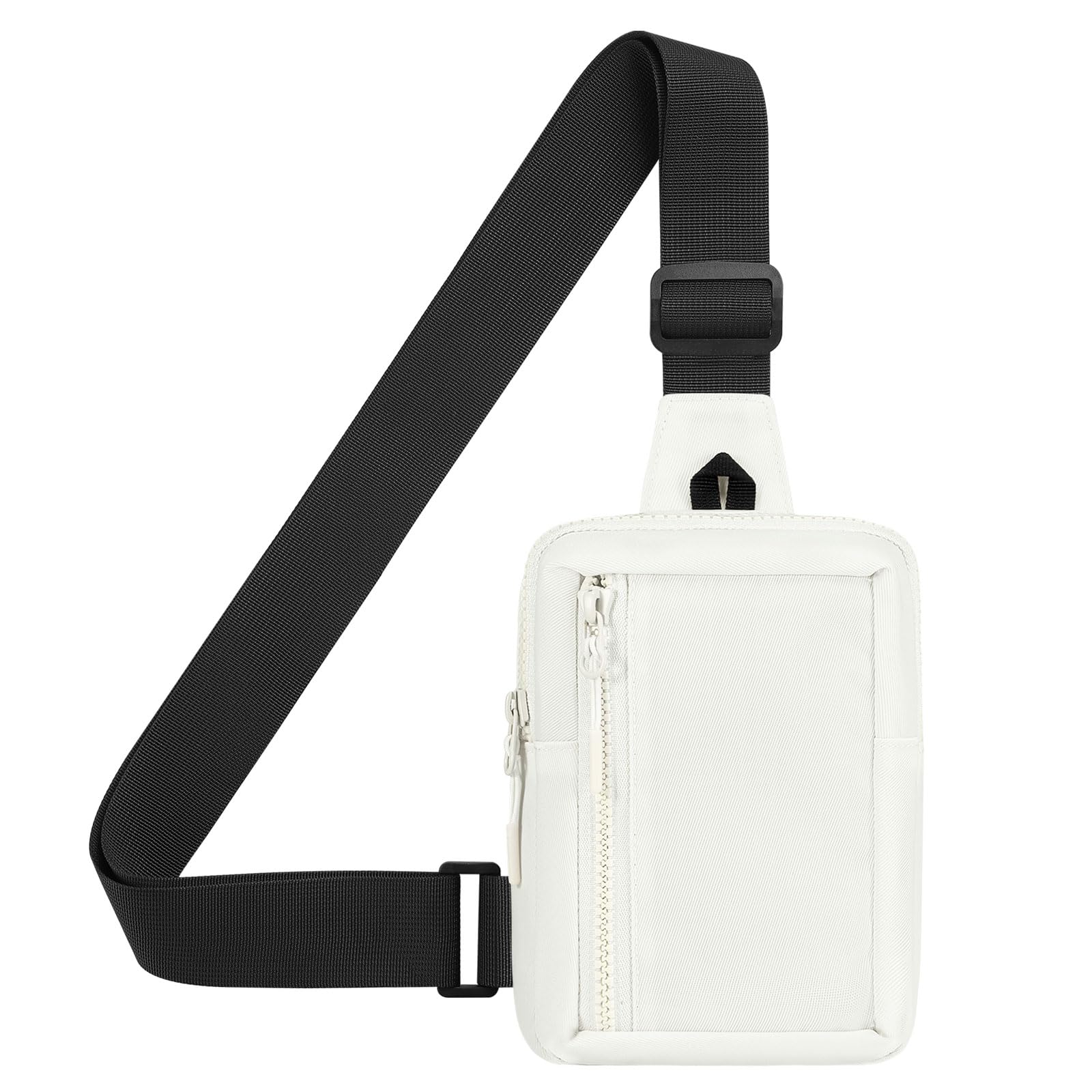 SUIKIHUM Mini Sling Bag for Men and Women, 7.5 Inch Small Anti Theft Crossbody Sling Backpack Nylon Chest Bag Fanny Pack for Travel Running Hiking (White)