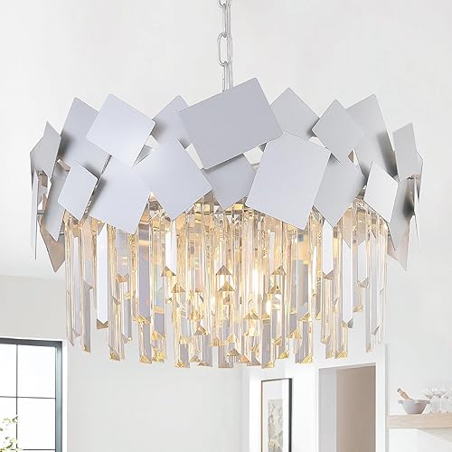 Miniatura 15 de Candelabros de Cristal Modernos 24" Candelabro Redondo Negro de Lujo K9 Accesorio de Lámpara de Techo de Cristal Candelabro de Montaje al Ras Tipo