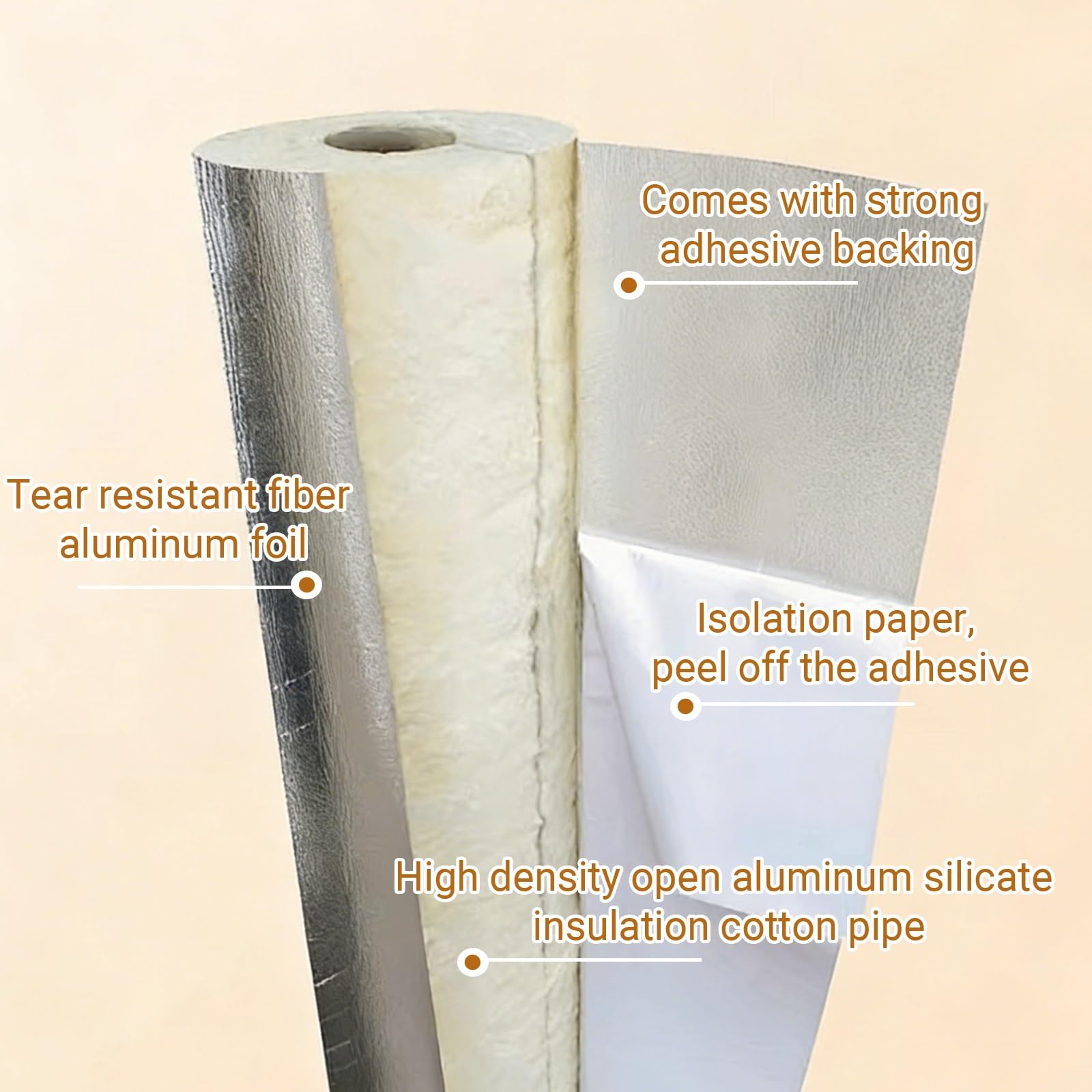 6 Piezas Aislamiento de Tuberías for Exteriores, Espuma Aislamiento Térmico for Tuberías de Agua,Papel de Aluminio Coquilla Aislante for Tubos de Agua y Calefacción(76mmID)
