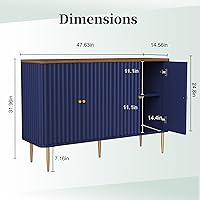 Vista 2 de HLR Sideboard Buffet Cabinet, 48" Modern Accent Cabinet with 4 Door and Removable Shelves, Credenza with Storage for Living Room, Dinning Room