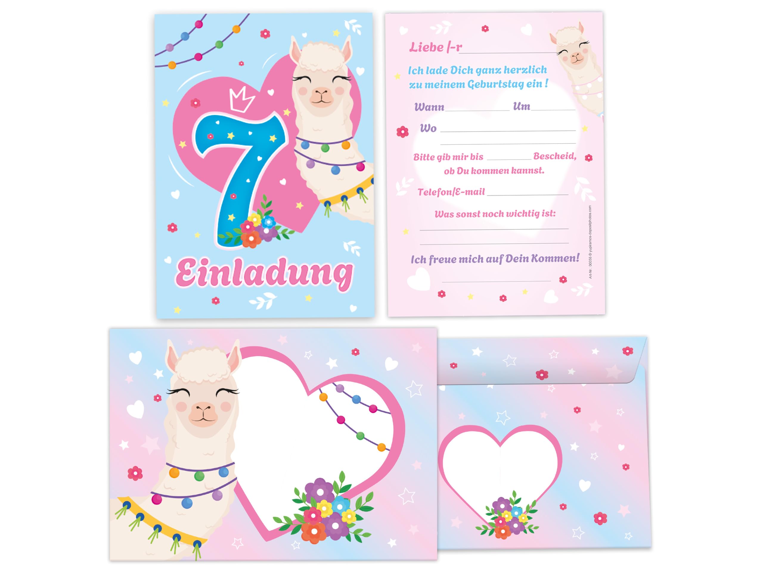 YCWSSB Kindergeburtstag Einladungskarten (12 Stück) – Mit Umschlägen & Aufklebern, Französisches Cartoon-Design