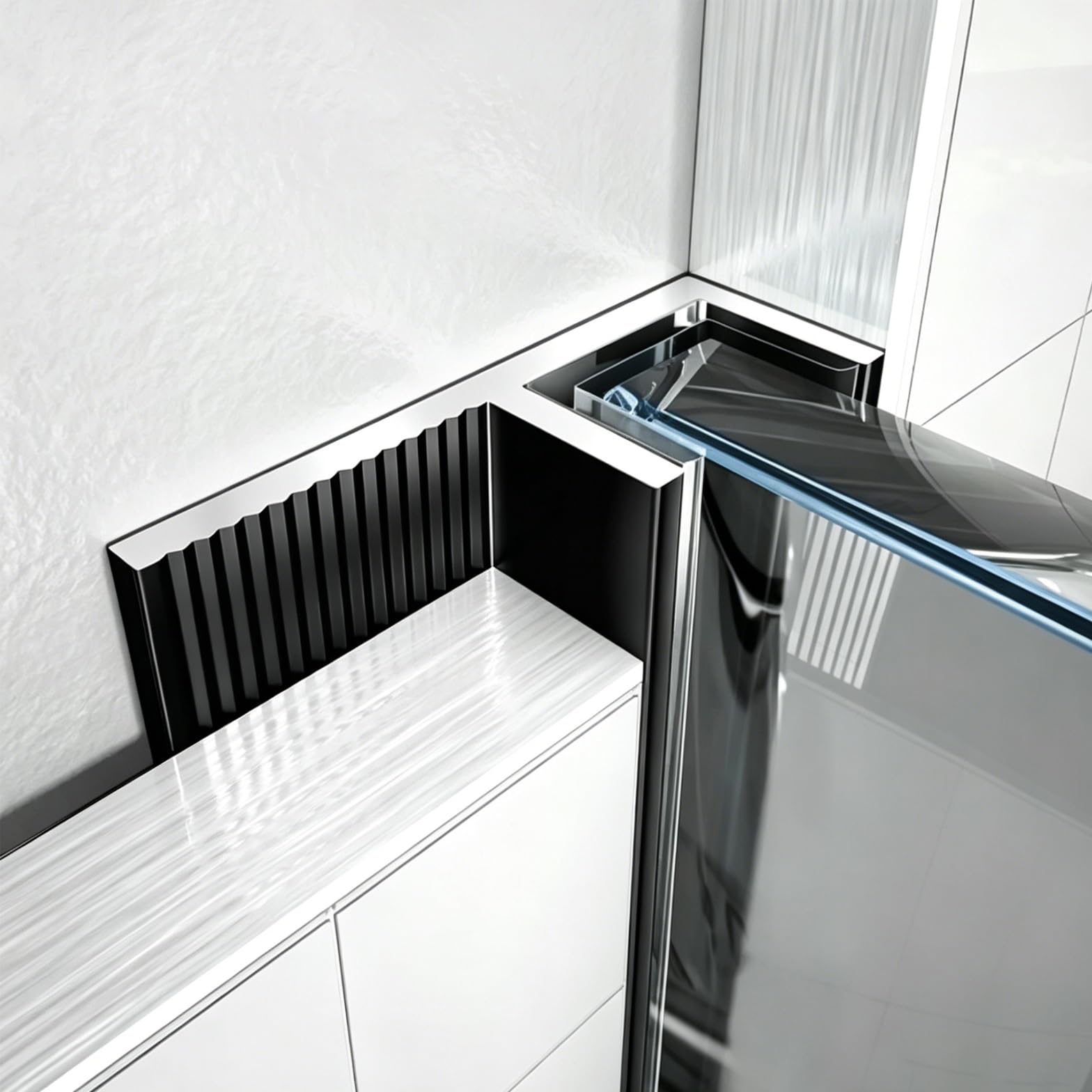 SRNSAEB F Type Deep U Channel for Shower 40 50 60 70 80 90 100 Inch, Frameless Shower Door Railing Bottom Track/Groove Profile, Walk-in Wet Fixed Panel Channels(Black,60in/152.4cm)