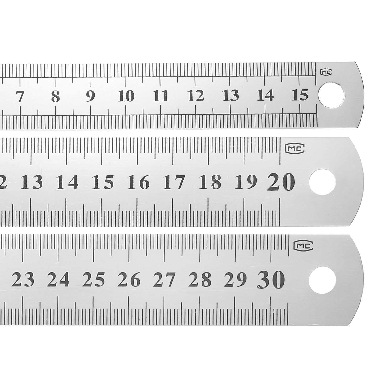 sourcing map 6 Pcs Steel Ruler 15cm/20cm/30cm Machinist Metal Ruler Carbon Steel Metric Straight Edge Measuring Tools 0.4mm Thick for Engineering Architect Drawing Home Office