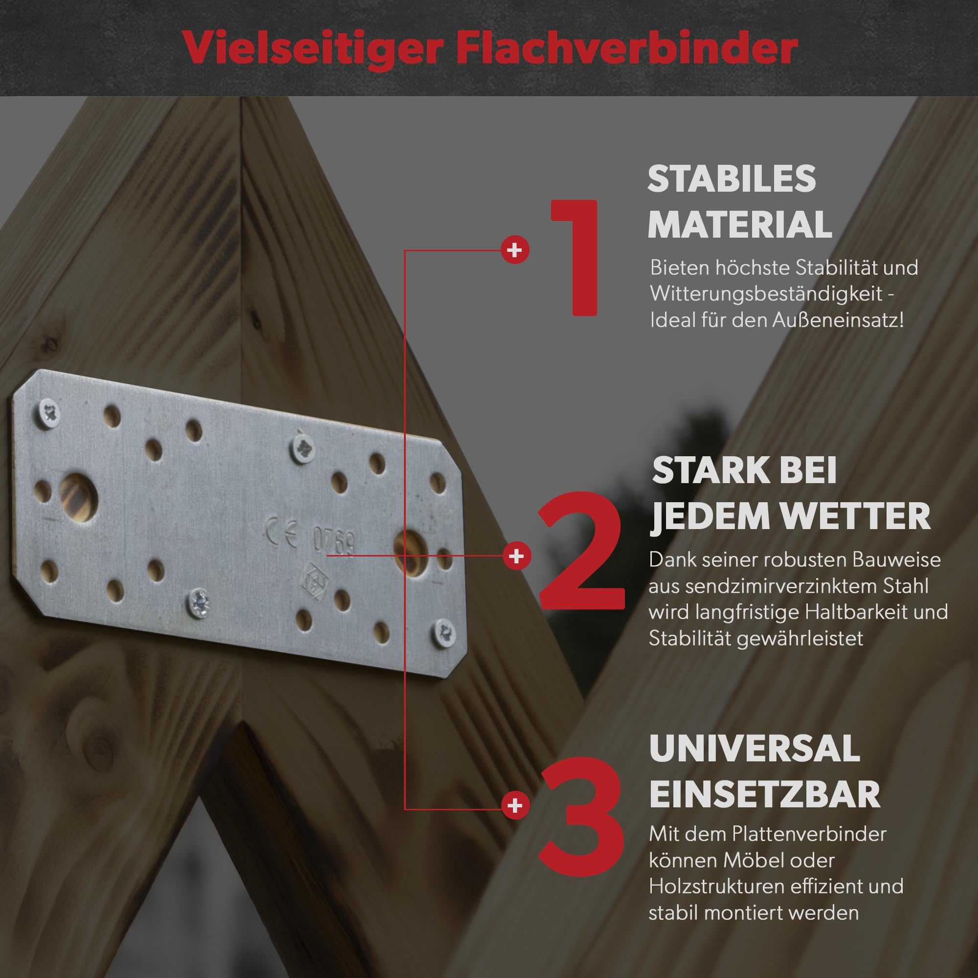 50 x siwitec Flachverbinder 340 x 40 mm sendzimir verzinkt, Materialstärke 2,0 mm, CE-Kennzeichnung, witterungsbeständige Lochplatte Holzverbinder, Lochblech Montageplatte, Flachstahl verzinkt