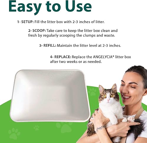 Miniatura 6 de ANGELYCIA Cajas de arena desechables para gatos, efecto de bicarbonato de sodio y máximo control de olores, 17.1 pulgadas de largo, 12.6 pulgadas de