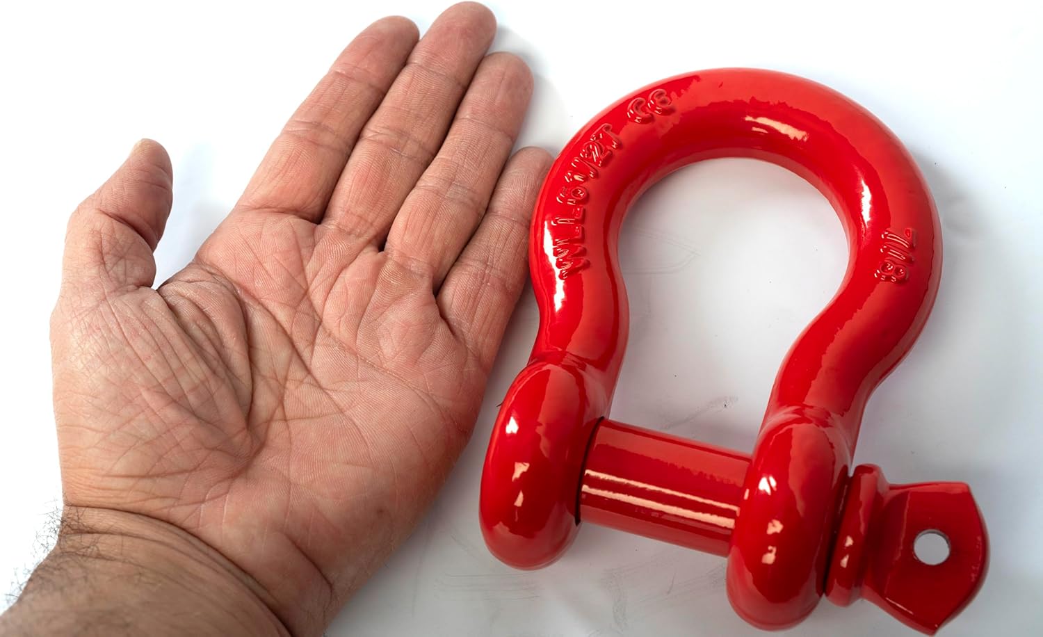 Hi-Gear Bow Shackle 7/8" inch D-Ring Rugged WLL Working Load Limit 6.5 Tons 18700 lbs-1" Screw Threaded Pin Heavy Duty Lifting Rigging Tow Hummer Recovery Anchor (Red)