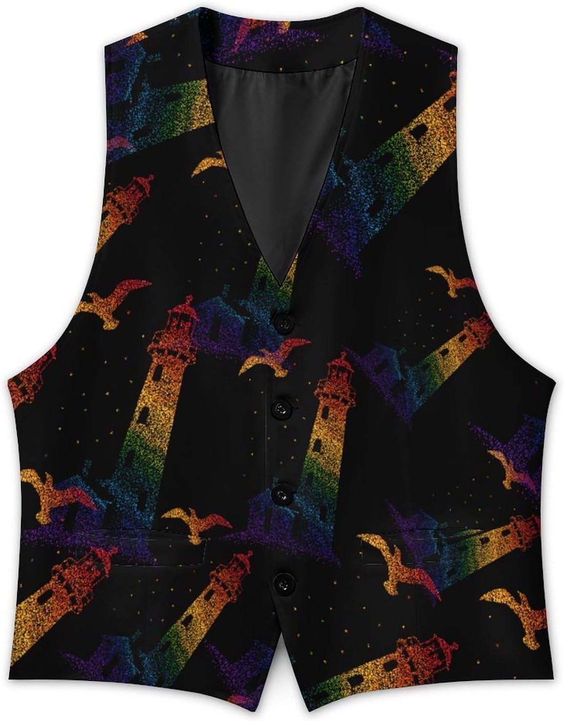 Lighthouse Gulles Soaring Men's Suit Vest Formal Vests Casual Dress Fit Waistcoat Casual Tuxedo for Business