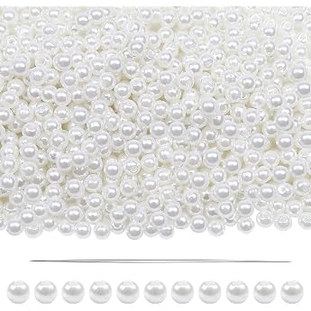 TOAOB 1000 Pieces Beads for Threading White 4 mm Acrylic with Hole Round