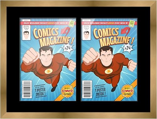 Miniatura 124 de Poster Palooza Marco de cómic con paspartú para 4 cómics de la era actual publicado después de 1985, marco de cómic negro para cómics de 6.875 x