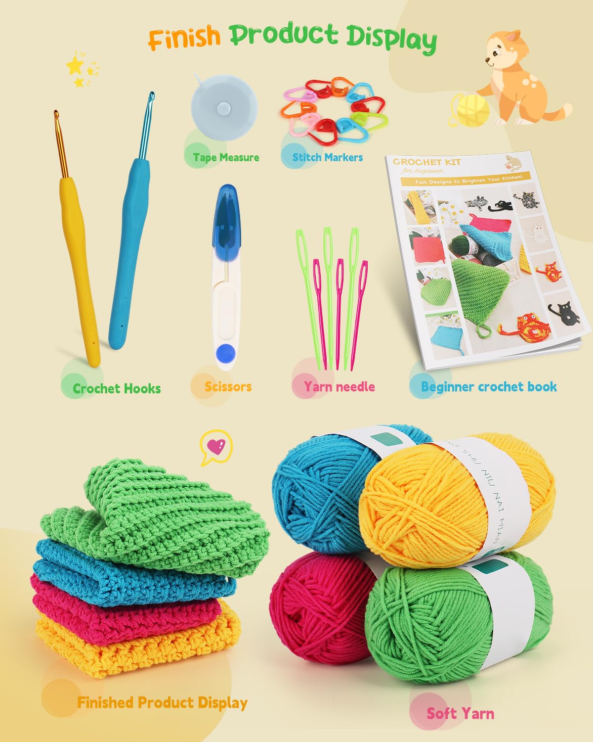 Beginner Crochet Kit - Dishcloth Starter -6