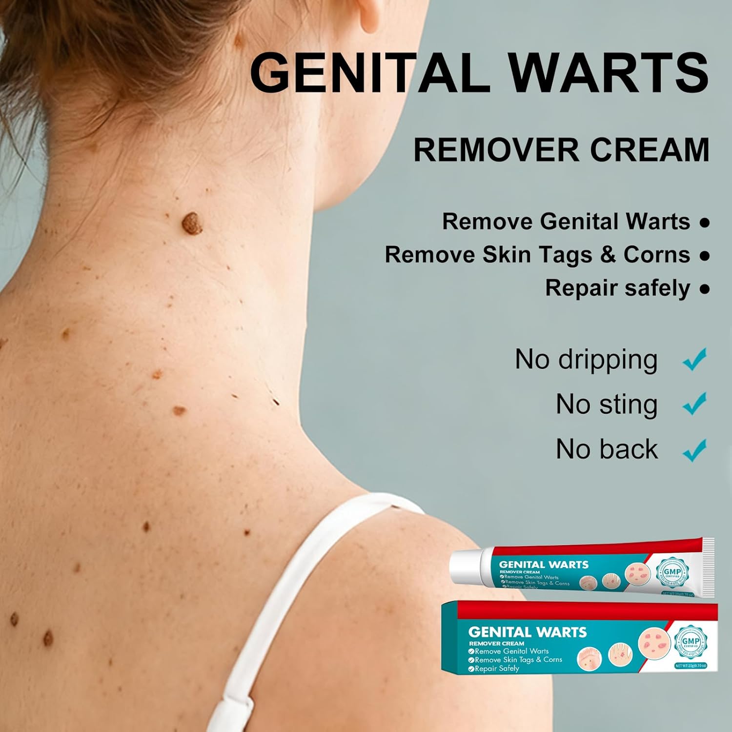 Fast-Acting Gential Wart Remover Cream for Men and Women, Wart Removal Cream for All Body Removing and Repair, 20g - Image 2