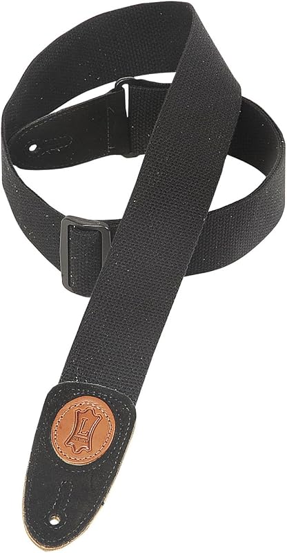 Leathers 2" Signature Cotton Guitar Strap, Black (MSSC8-BLK) | Comfortable Cotton Support, Matching Genuine Suede Ends, Tri-Glide Length Adjustment up to 60", Handmade in Canada