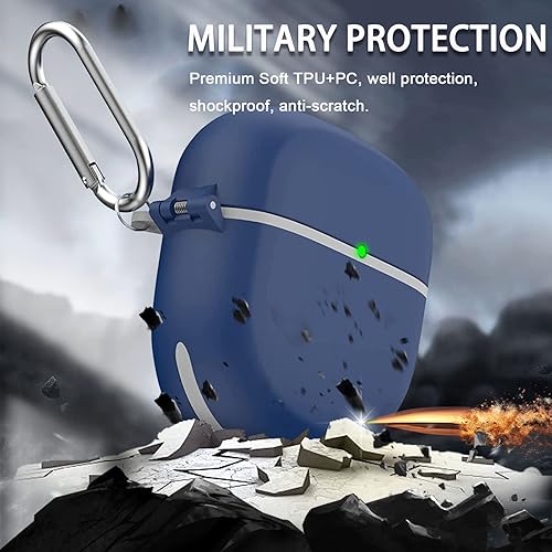 Miniatura 4 de Miimall Funda compatible con Bose QuietComfort Earbuds II, bloqueo seguro actualizado, llavero antipérdida, LED frontal visible, funda protectora