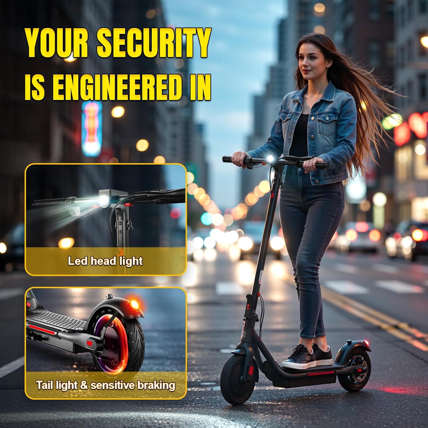 CBD Electric Scooter for Adults, 500W Peak Motor, 20 Miles Long Range, 19 MPH Max Speed, Foldable E-Scooter with App Control, 265 lbs Load, Portable Commuter EScooter, Last 1 Miles Scooter