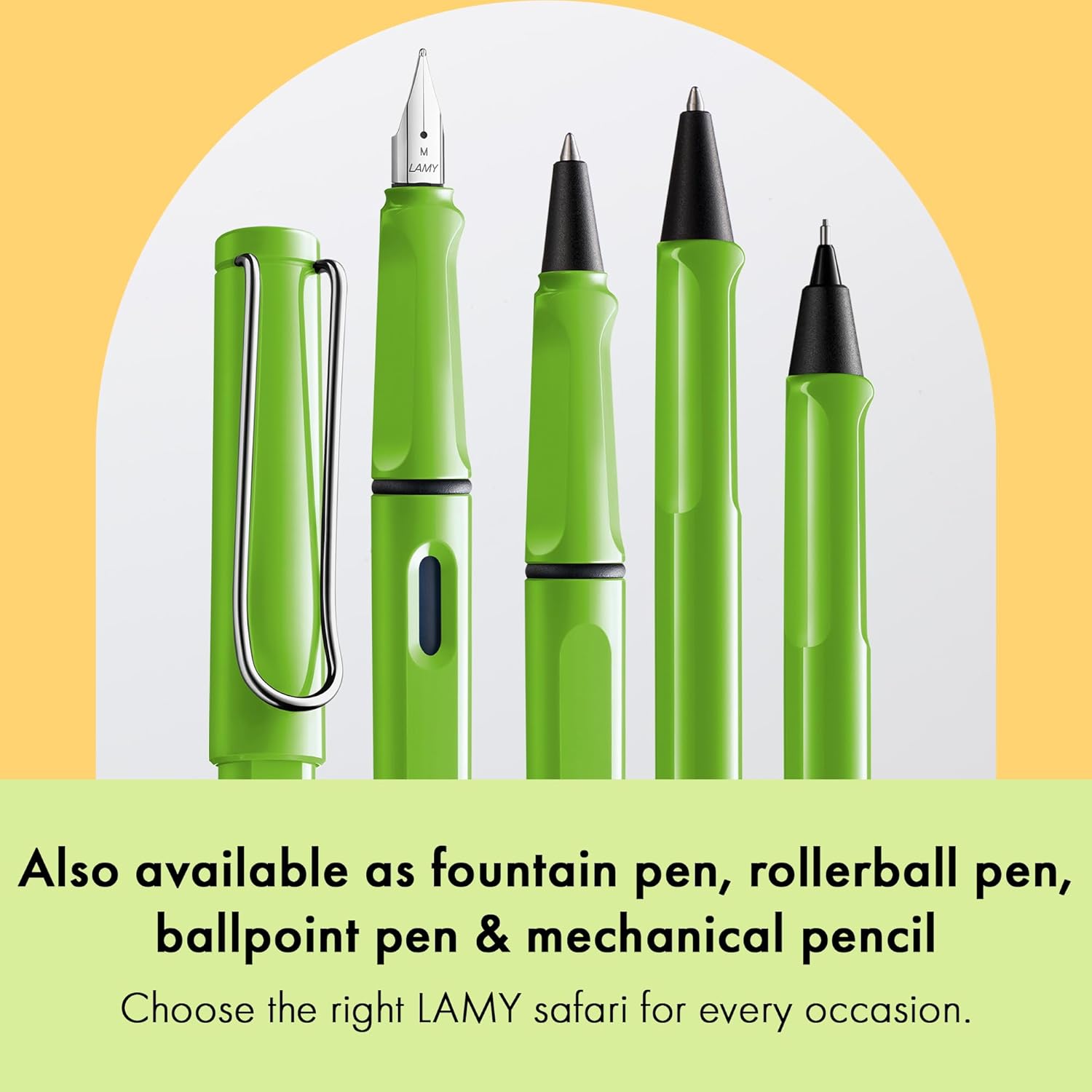 LAMY safari roll-ink green - Ink Cartridge Rollerball Pen with ergonomic grip & line width M - for pleasant long writing - made of robust ASA plastic - including LAMY T10 blue cartridge