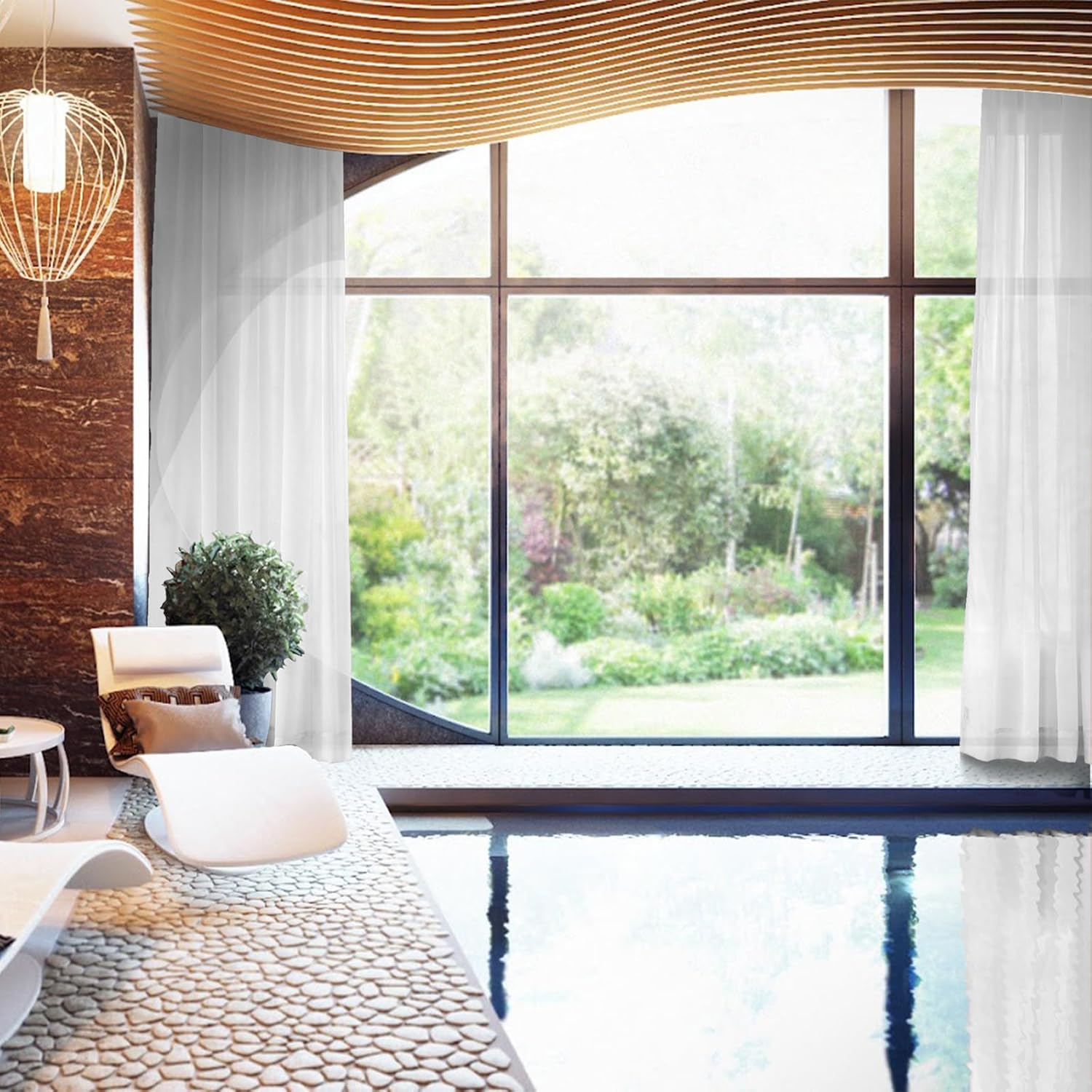 cololeaf Indoor Outdoor Sheer Curtain for Patio| Porch| Gazebo| Pergola | Cabana | Dock| Beach Home| Backyard| Country| Garden| Wedding - Tab Top - White 52" W x 84" L (1 Panel)