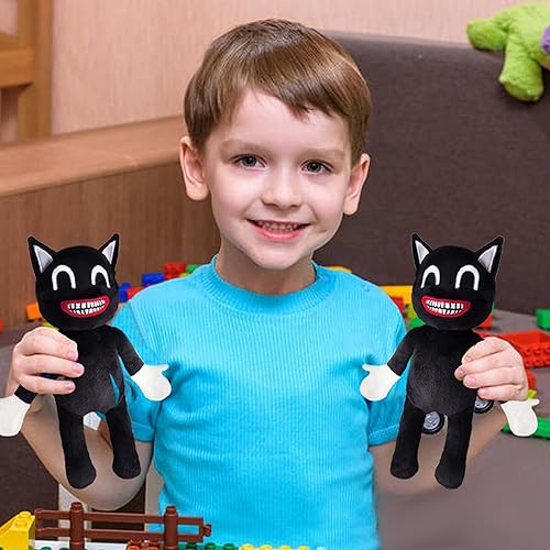 Miniatura 6 de Juguete de peluche de gato de dibujos animados negro, suave y abrazado animales de peluche, muñeca de felpa para niños, regalos de cumpleaños para