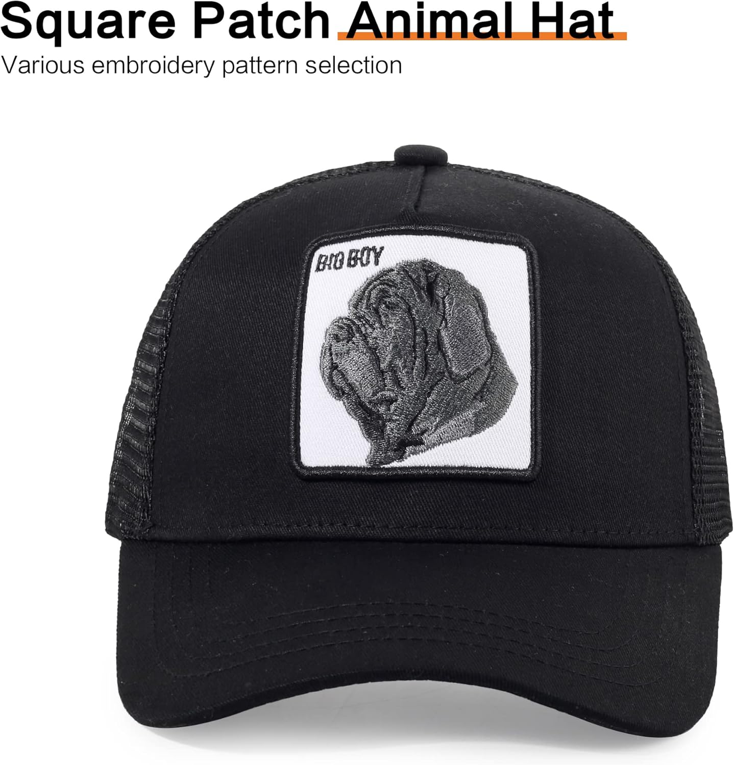 Trucker Hat Men Animal Snapback Hats Adjustable Embroidered Baseball Cap Mesh Breathable Square Patch Women Caps - Image 2