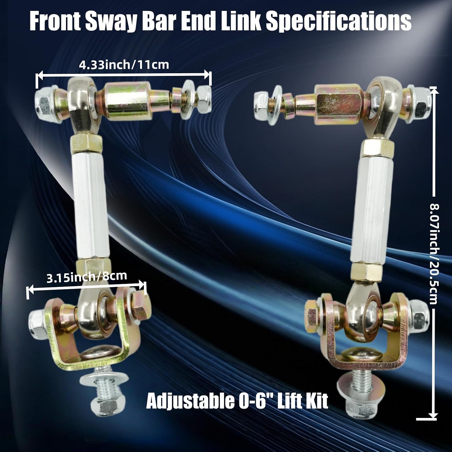 Diesel Front Sway Bar End Link Sway Bar Relocation For Adjustable 0-6" Lift Kit Compatible with 2003-2008 Dodge Ram 2500 3500 4WD, Sliver