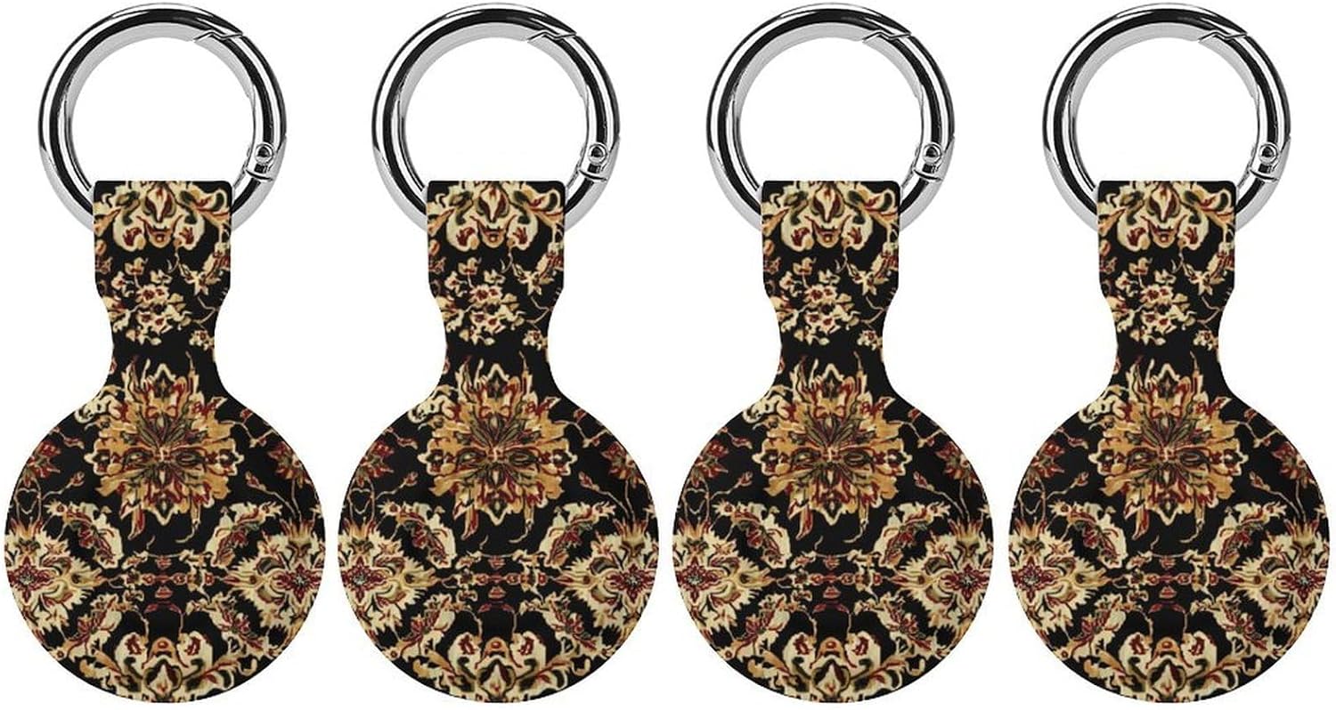 Carpet Pattern Funny Cover Compatible with AirTag Case Protector GPS Tracker Holder with Keychain