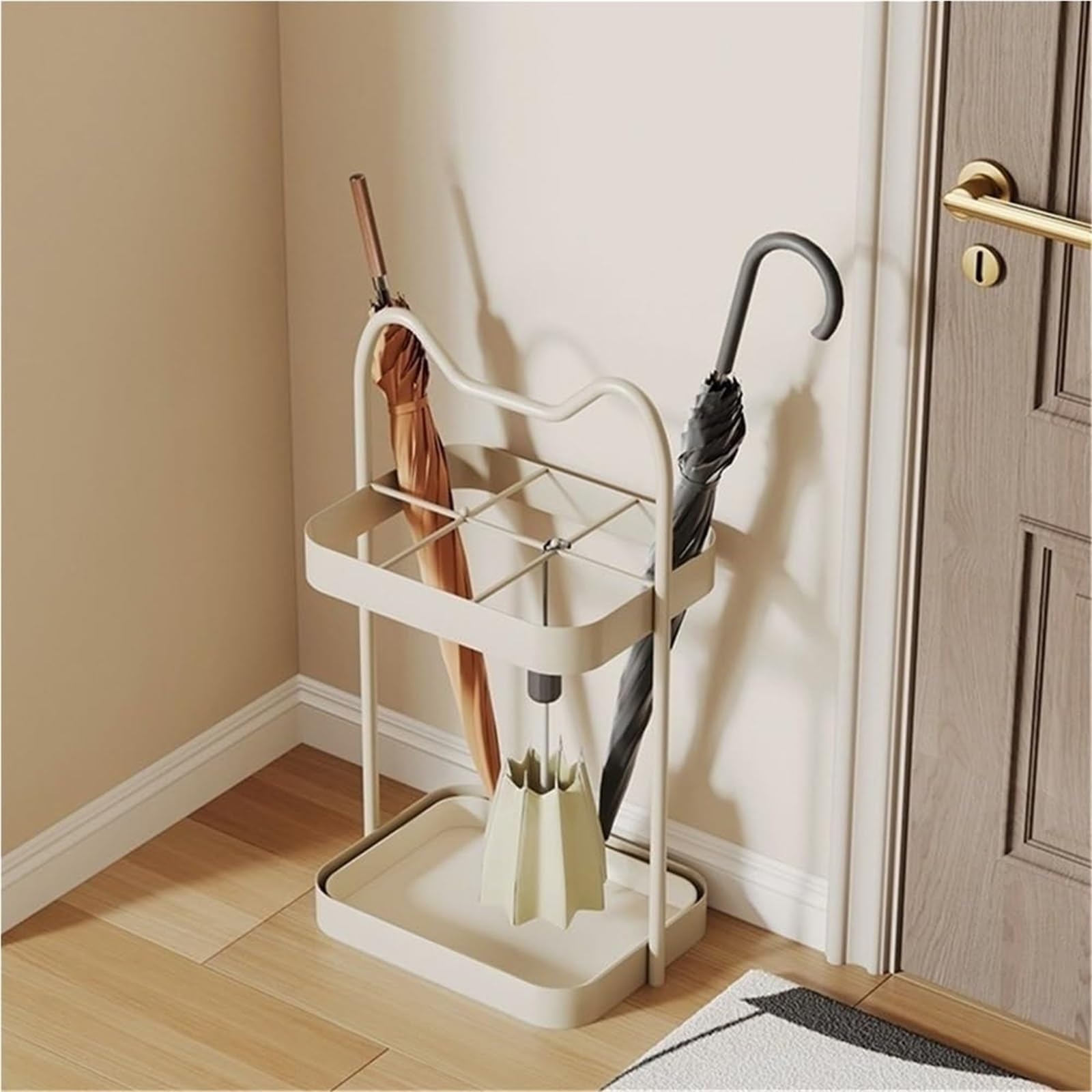 GYRAZXS Floor Standing Umbrella Holder and Drain Rack - Space-Saving Storage Solution for Hallways and Entrances