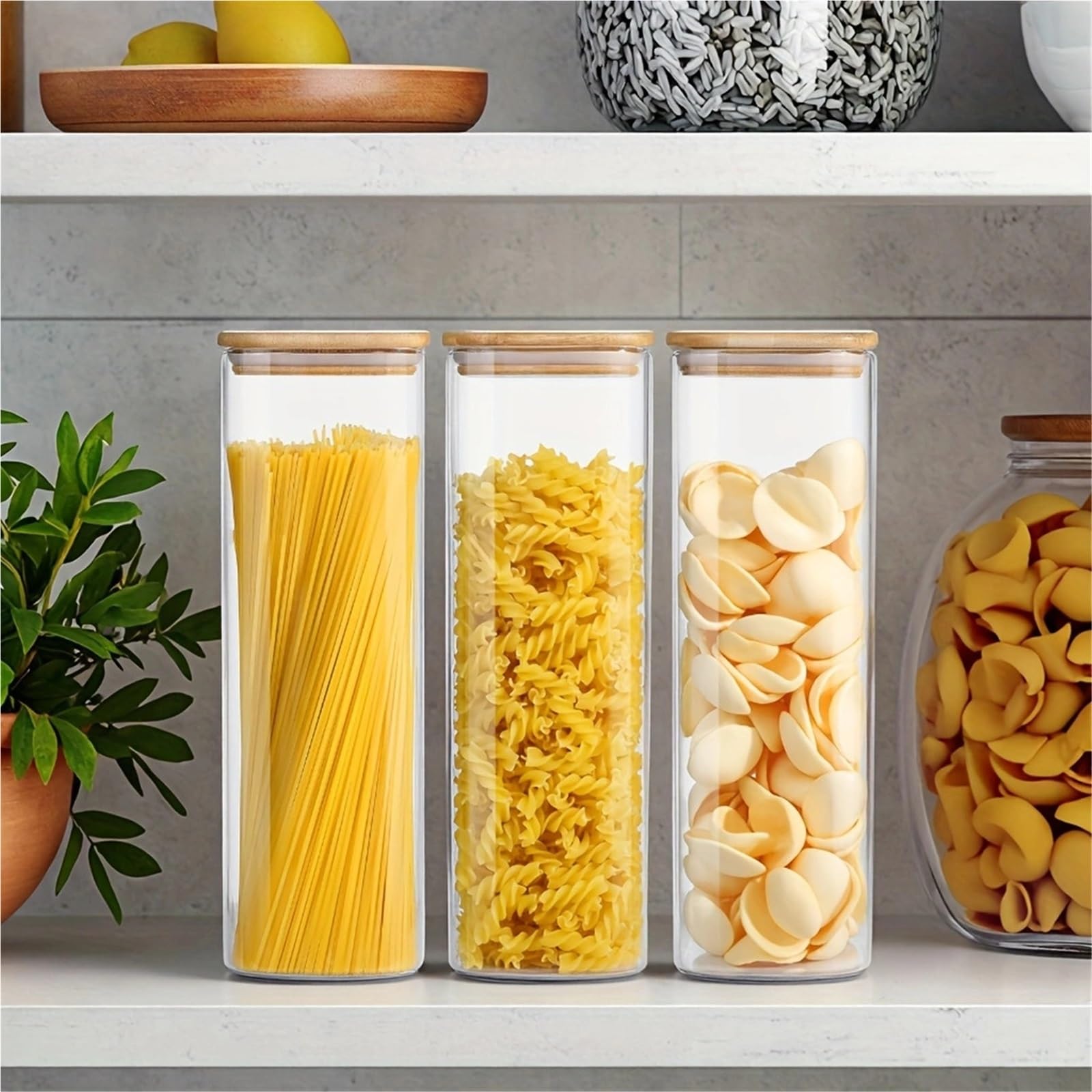 Vorratsdosen Mit Deckel FüR Spaghetti Vorratsbehälter, quadratisch, Holzdeckel, for Küche, Speisekammer, Lebensmittel, Party, Honig