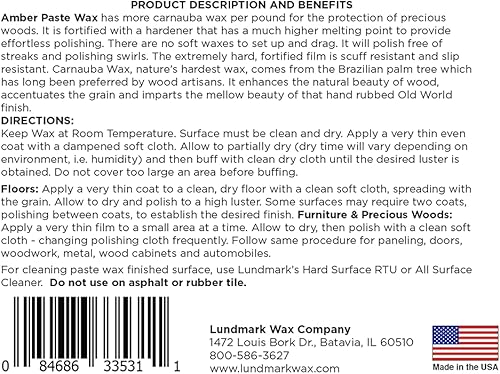 Miniatura 4 de Lundmark 3206P001-6 - Cera de pasta de carnauba, transparente, 1 libra, 3206P001-6