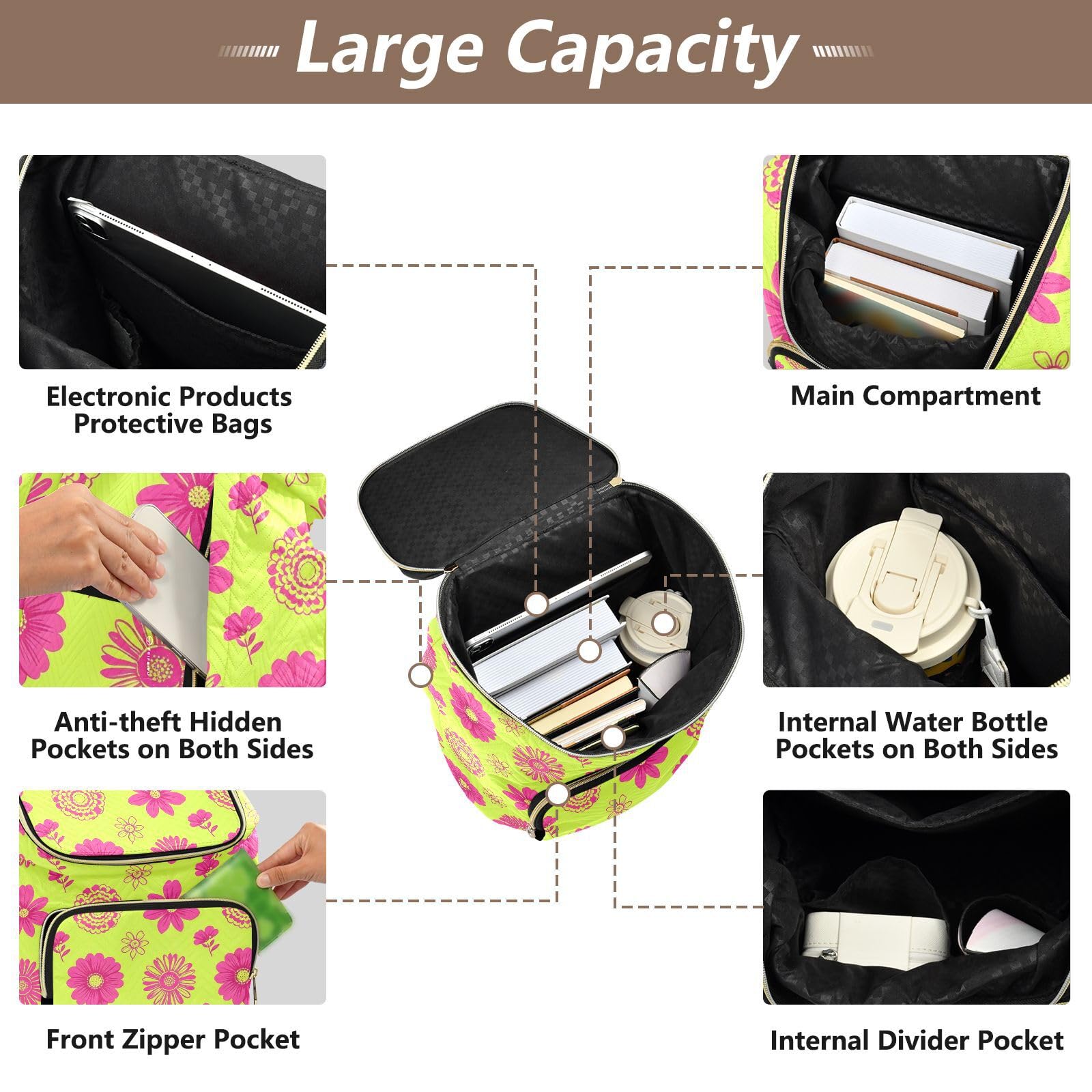 Zaino alla moda da 15 l per le donne leggero durevole versatile borsa