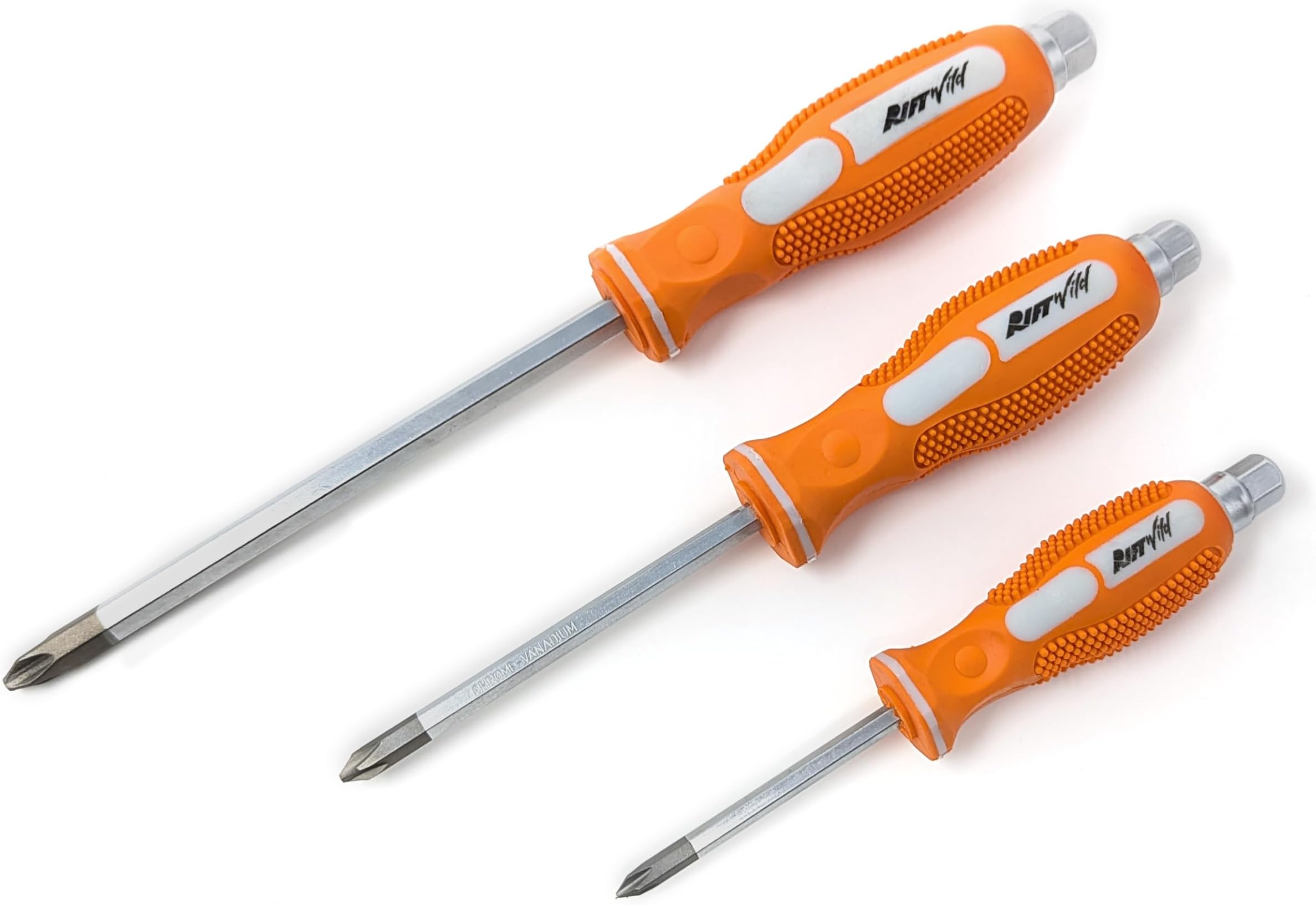 RIFTWILD JIS Screwdrivers #1, #2, #3 Set (3pcs) - Chrome Vanadium Steel, Magnetic Tips - Ideal for Vintage Machines & Japanese Screws