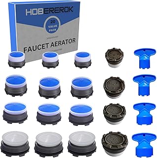 16PCS Faucet Aerators Faucet Aerator Replacement Faucet Aerator Bathroom Sink with 4PCS Faucet Aerator Removal Tool Aerator Key, Water Saving Sink Flow Restrictor Set M 16.5mm 18.5mm 21.5mm 24mm
