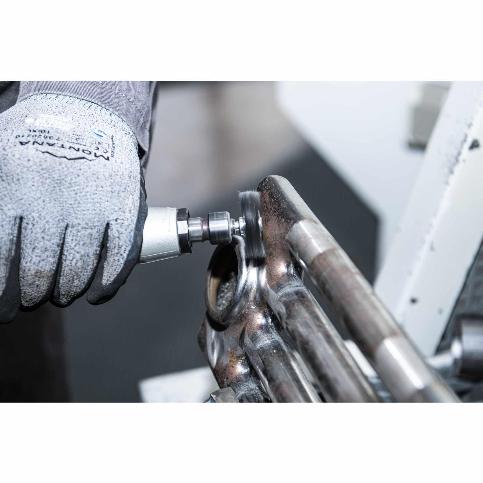 1X KLINGSPOR 358362 Schaftrundbürste D=70 x B=16 x Schaft=6 mm, für EDEL-Stahl