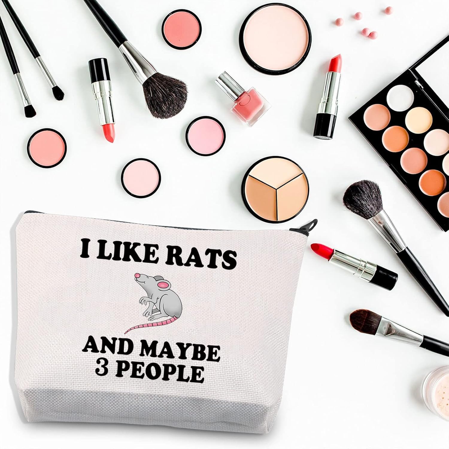 BDPWSS Rat Makeup Bag Rat Lover Gift Rat Owner Gift Crazy Rat Lady Gift For Women I Like Rats And Maybe 3 People Travel Pouch (I Like Rats) - Image 3