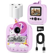 Instant Print Camera for 3-12 Years Old Kids, Thermal Printed Kids Camera Toy is a surprise gift for girls and boys. 32G SD Card, 48MP Photos, 1080P Video, 3 Rolls of Photo Paper Purple