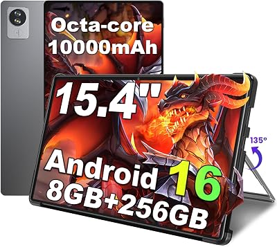 jumper Tablet 15,4 Zoll, Android 16 Tablet mit Helio G99 Octa-Core Prozessor, Gaming Tablets mit Ständer & Hülle, 8GB RAM 256GB ROM, Widevine L1, 10000mAh, GMS & GPS, 5MP+13MP, 4 Speakers, BT5.2