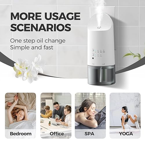 Miniatura 8 de Difusor de aceite esencial sin agua enchufable, cobertura de 500 pies cuadrados, tecnología de nano niebla, 5.4 fl oz, modos automáticos díanoche,