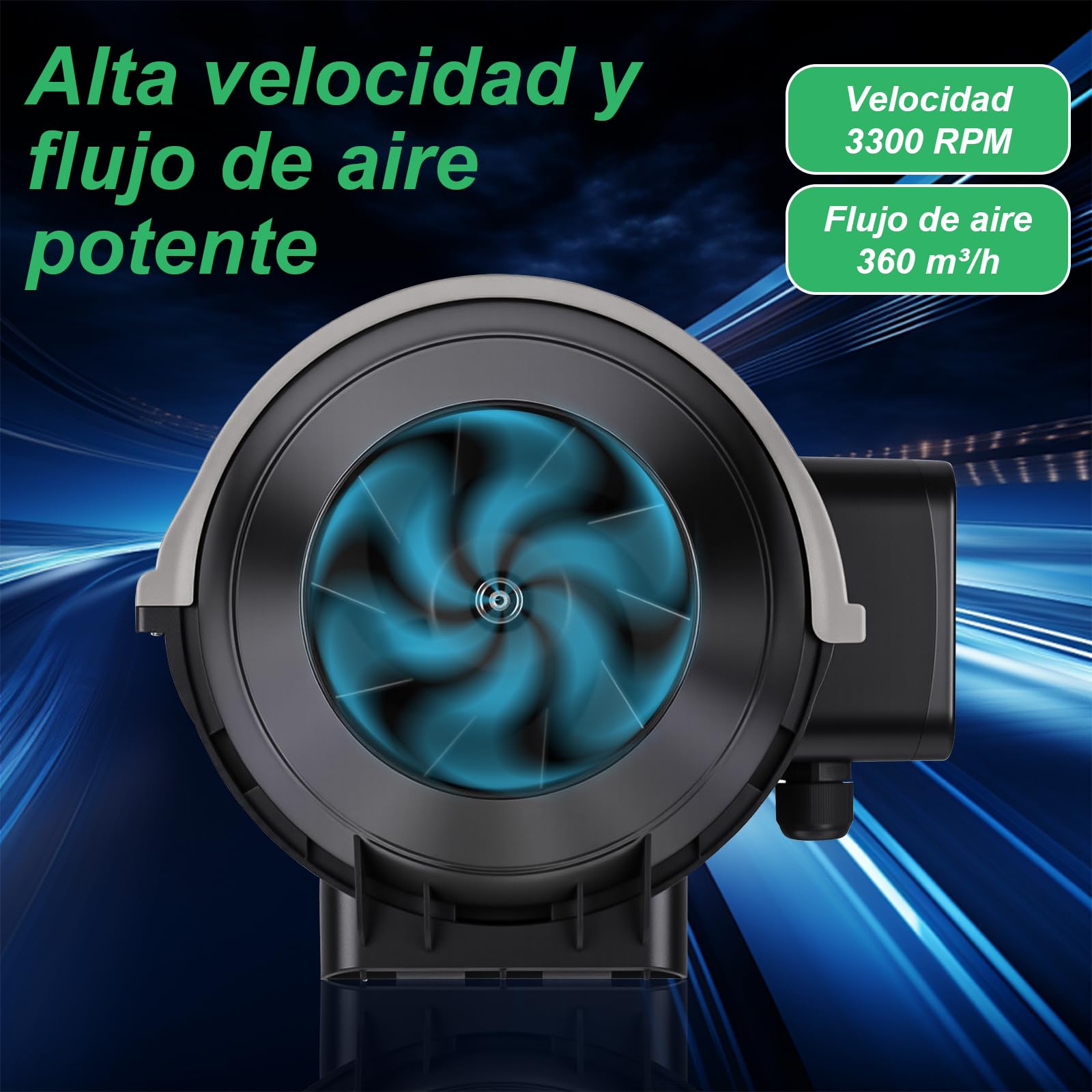 Extractor de Aire 100 mm con Controlador Ajustable 360m³/h, Ventilador de extracción para Baño, Booster, Tienda de Cultivo, Garage, Cucina