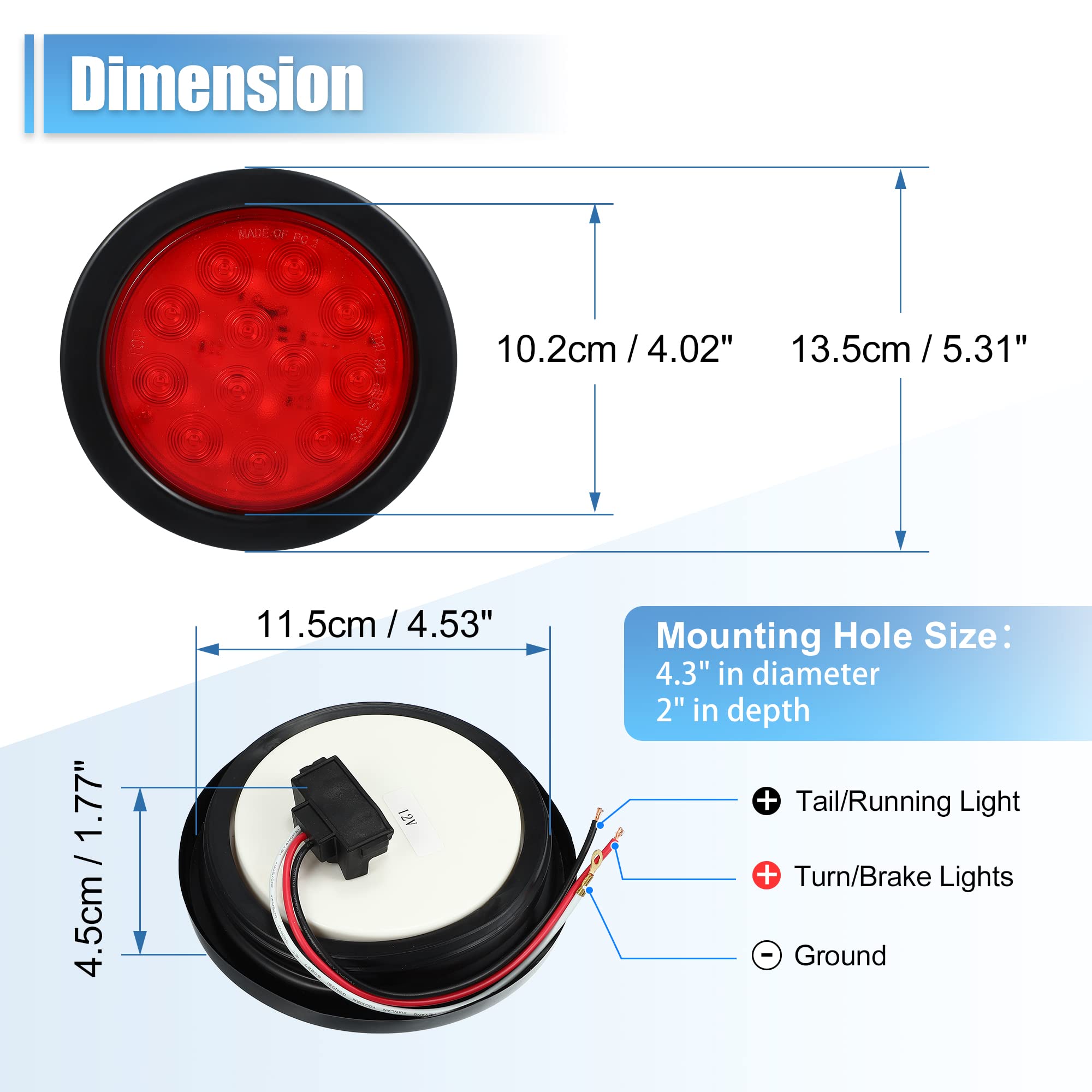 X AUTOHAUX 1 Juego 4" 12 LED Rojo Blanco Remolque Luz Barra Impermeable Marcador ID Barra