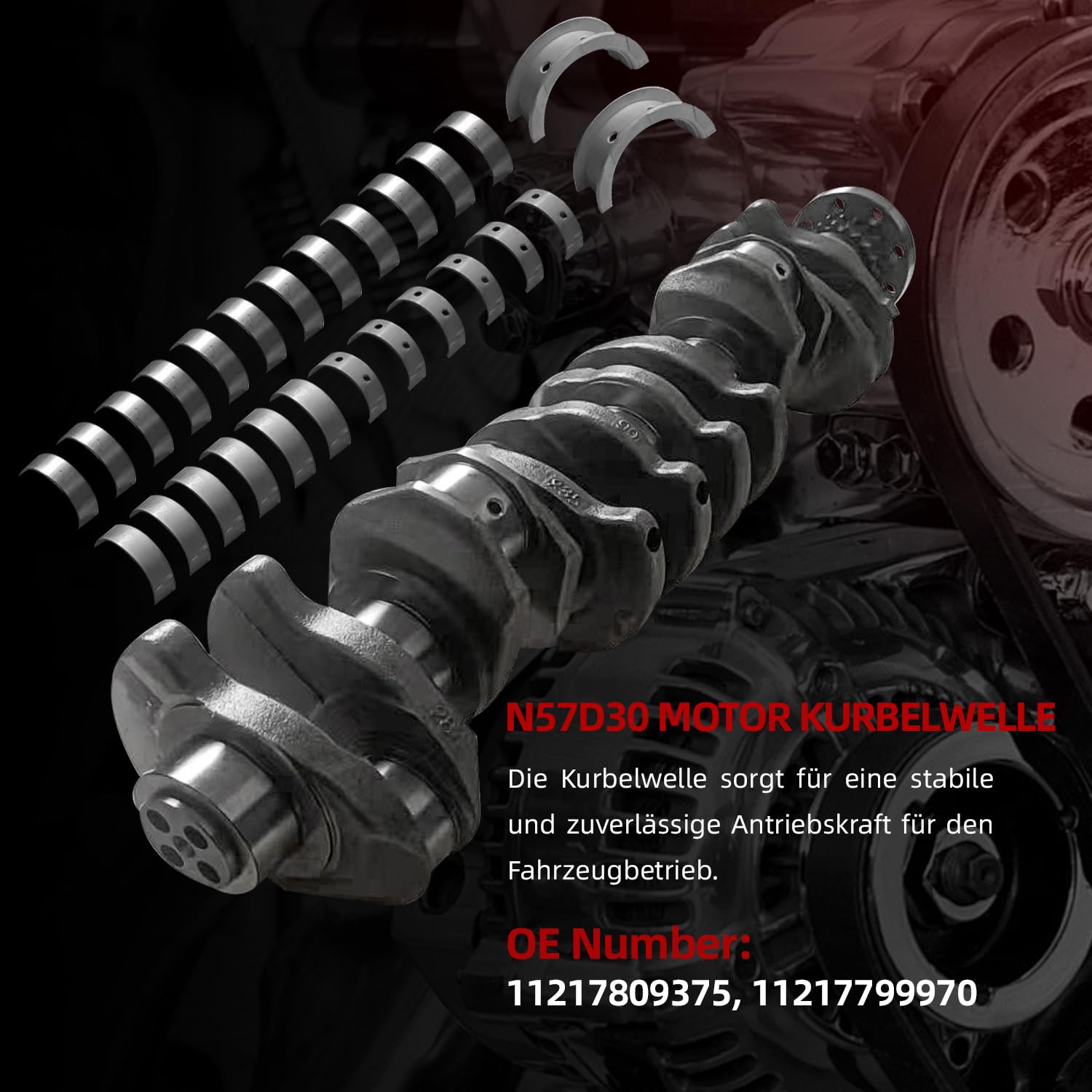 N57D30 Kurbelwelle mit Lagersatz Kompatibel mit BMW 3er F30 F3 5er F10 F11 7er F01 F03 X3 X5 X6 2006-2019 11217799970 11217809375