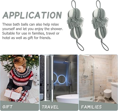 Miniatura 5 de Beavorty Esponjas de baño largas para ducha de baño, esponja de baño de malla elástica trenzada para el cuerpo, esponja de baño para baño,