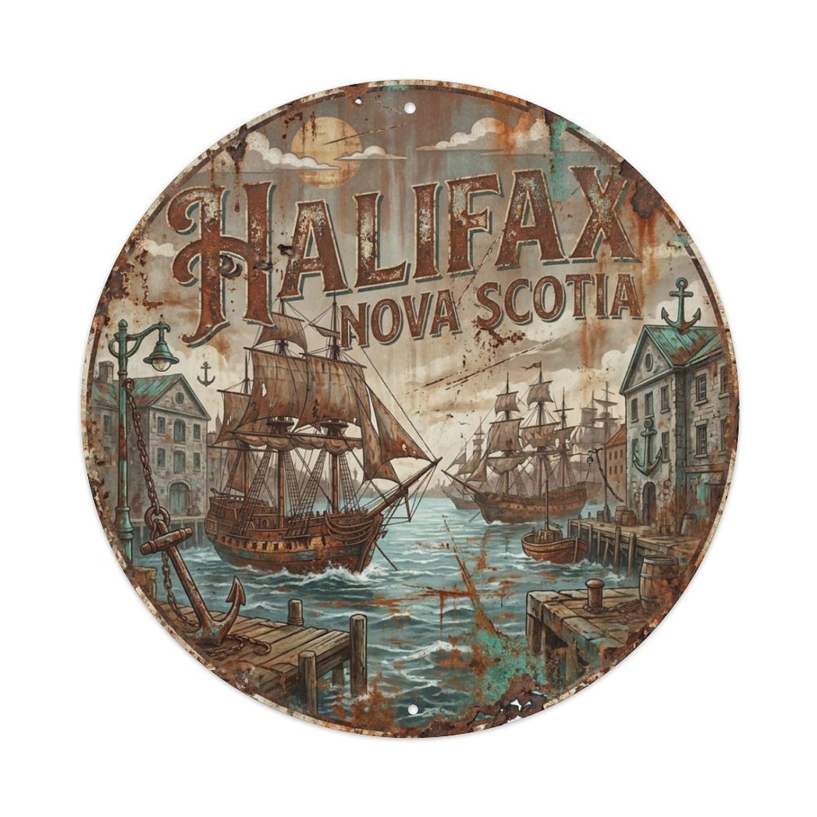 Galvaxio Style Retro Travel Canada Halifax Metal Tin Sign