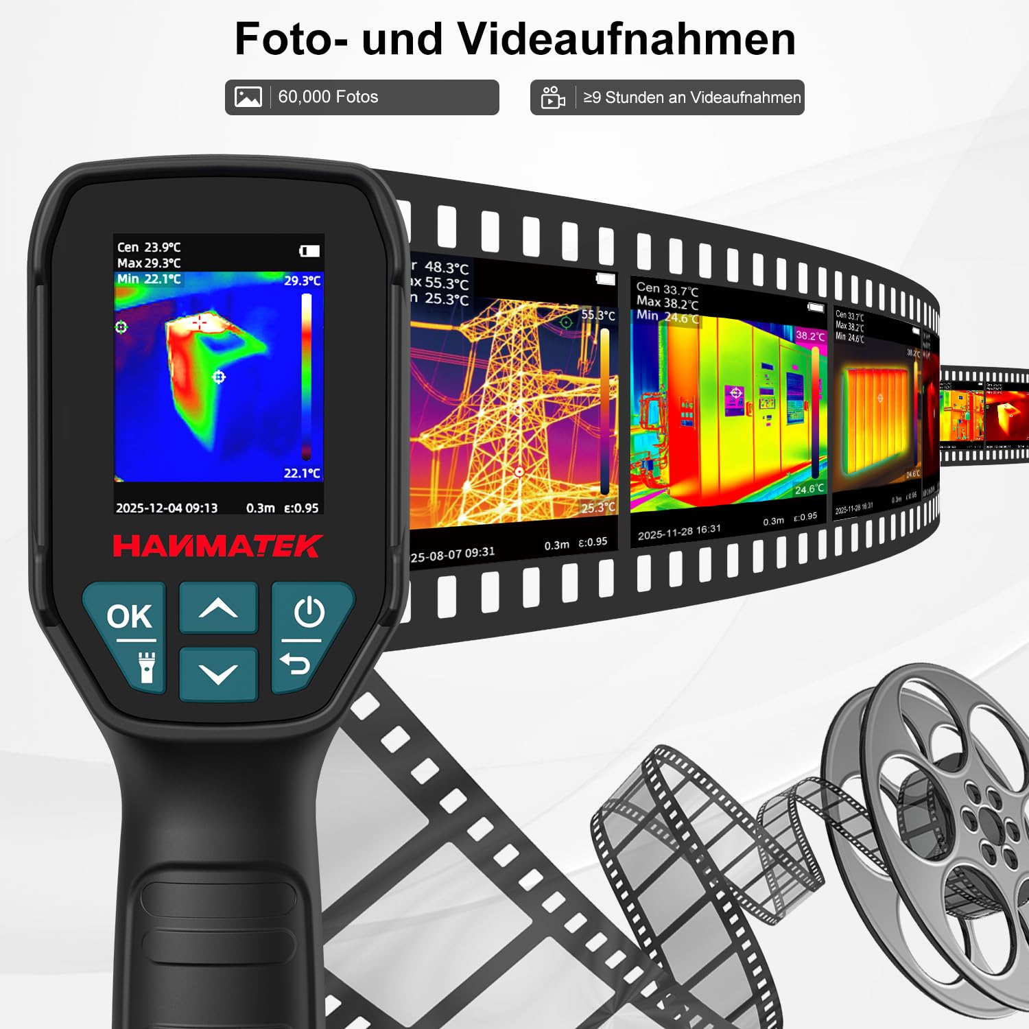 HANMATEK Wärmebildkamera Ti240 Bildgebungswerkzeug für Temperaturanomalien und Jagd-Wärmebildkamera mit einer Auflösung von 240 x 240 Pixeln, Temperaturbereich von -68 °F bis +752 °F, Wiederaufladbar