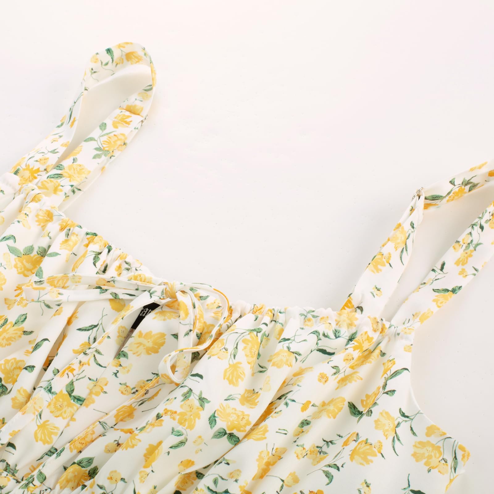 Scarlet Darkness Floral Mini Corset Dress for Women Teen 2026 Summer Spring Flowy A-Line Sundress with Pockets: Large White Yellow Floral