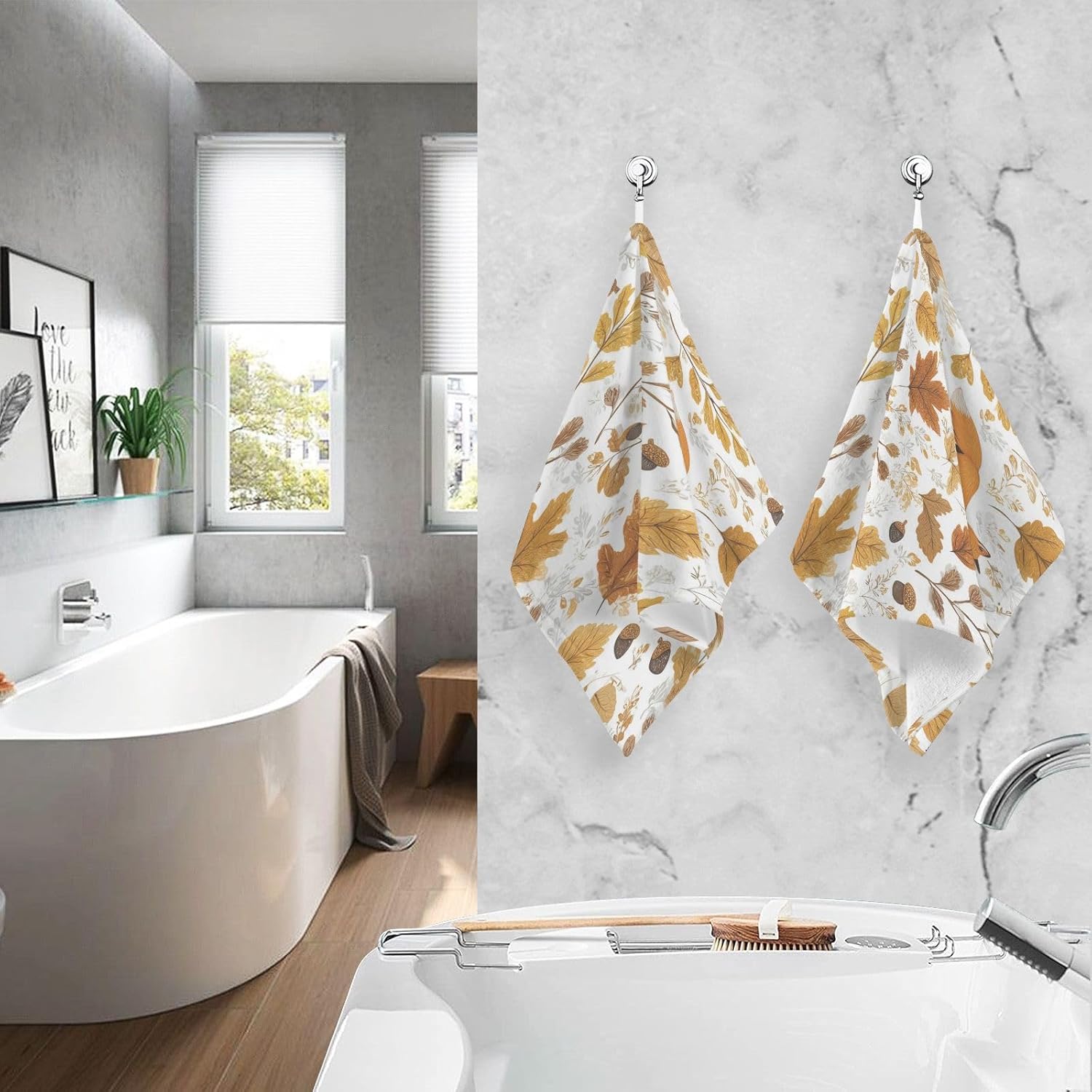 Hand Towels Set of 2,Autumn Fall Fox Hand Towels for Bathroom Summer Fall Decorative Soft Absorbent Washcloths for Bathroom Kitchen Hotel Gym Spa 18"x26"